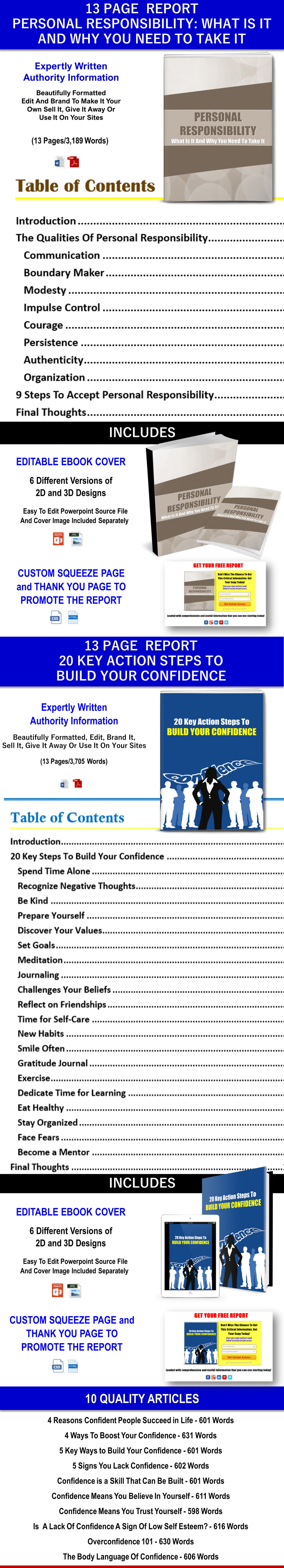 Build Confidence and Take Personal Responsibility Content Pack with PLR