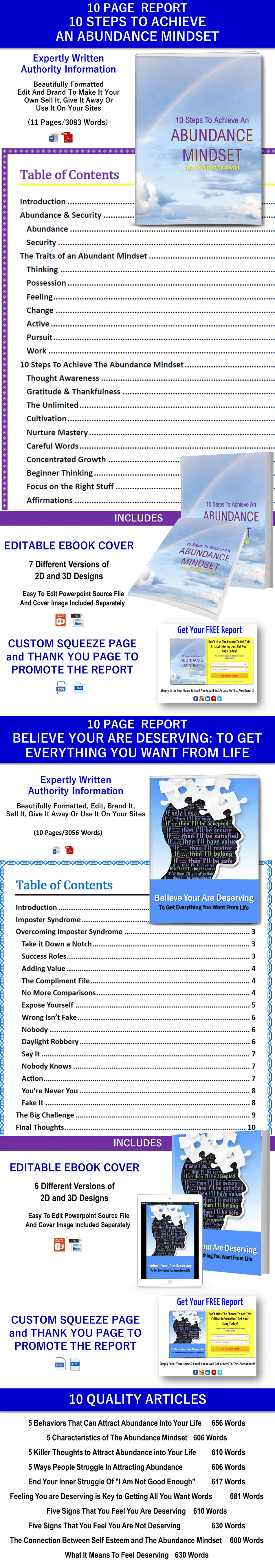 10 Steps To An Abundance Mindset and Feel Deserving Reports and Articles PLR