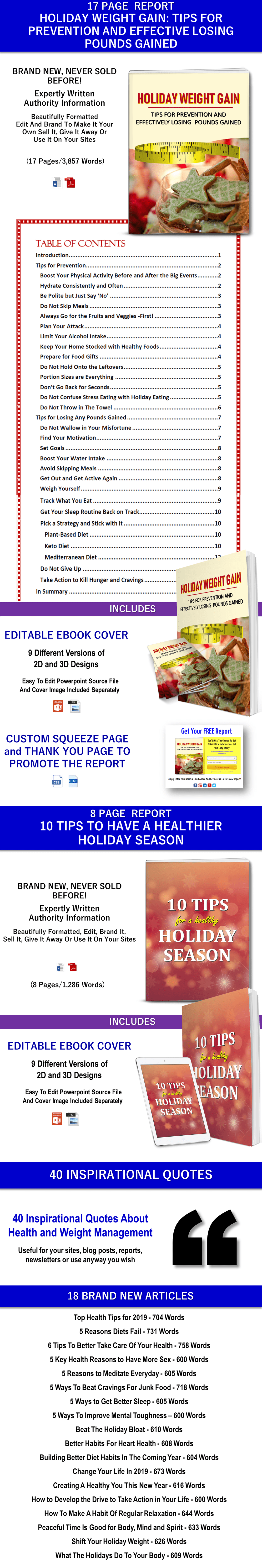 Holiday Health and Weight Management PLR
