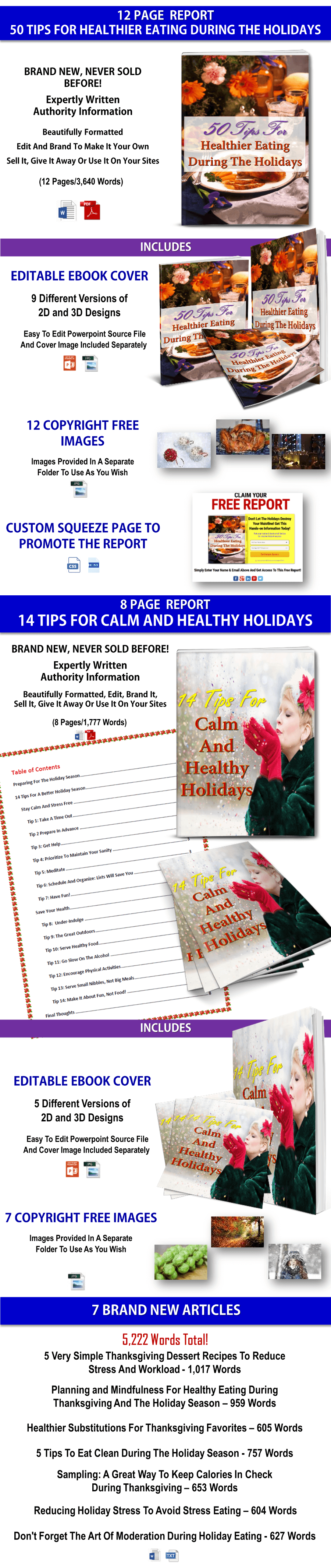 Healthy Holidays Healthy Eating Reports, Articles PLR Pack