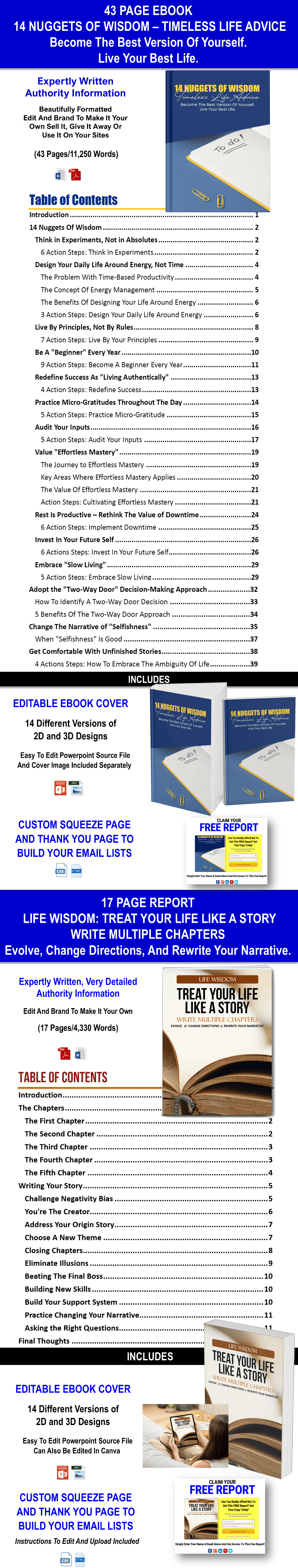 14 NUGGETS OF WISDOM – Timeless Life Advice To Be Become The Best Version Of Yourself And Live Your Best Life. Content Pack With PLR Rights