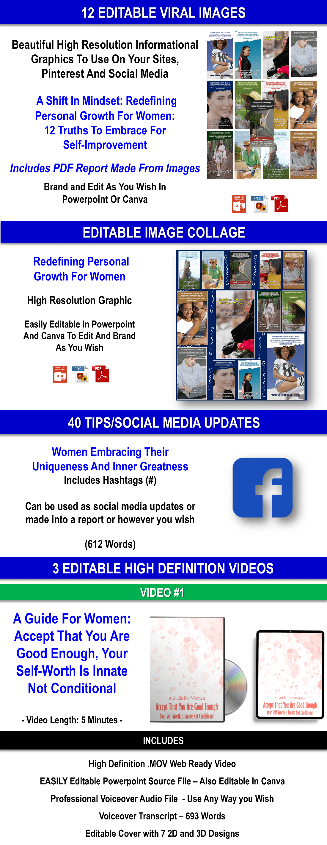 Redefining Personal Growth For Women – A Shift In Mindset With 12 Truths Specific To Self-Improvement For Women Content Pack With PLR Rights