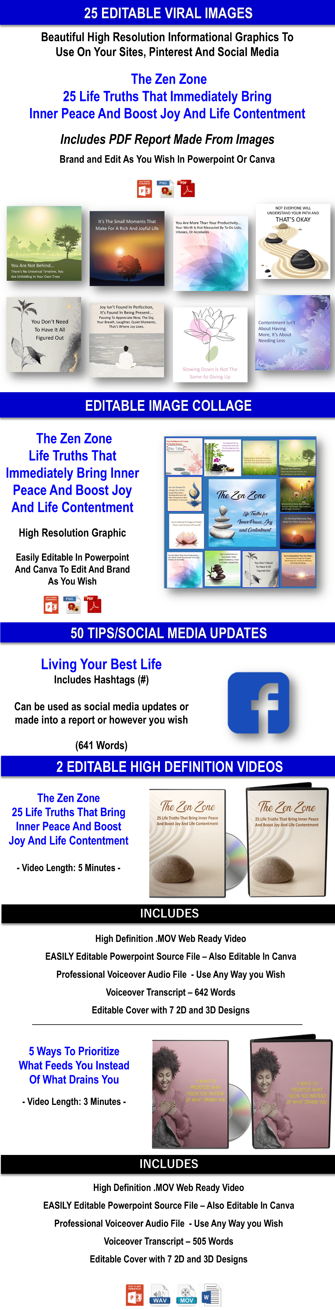 The Zen Zone - 25 Life Truths That Immediately Bring Inner Peace And Boost Joy And Life Contentment Content Pack with PLR Rights