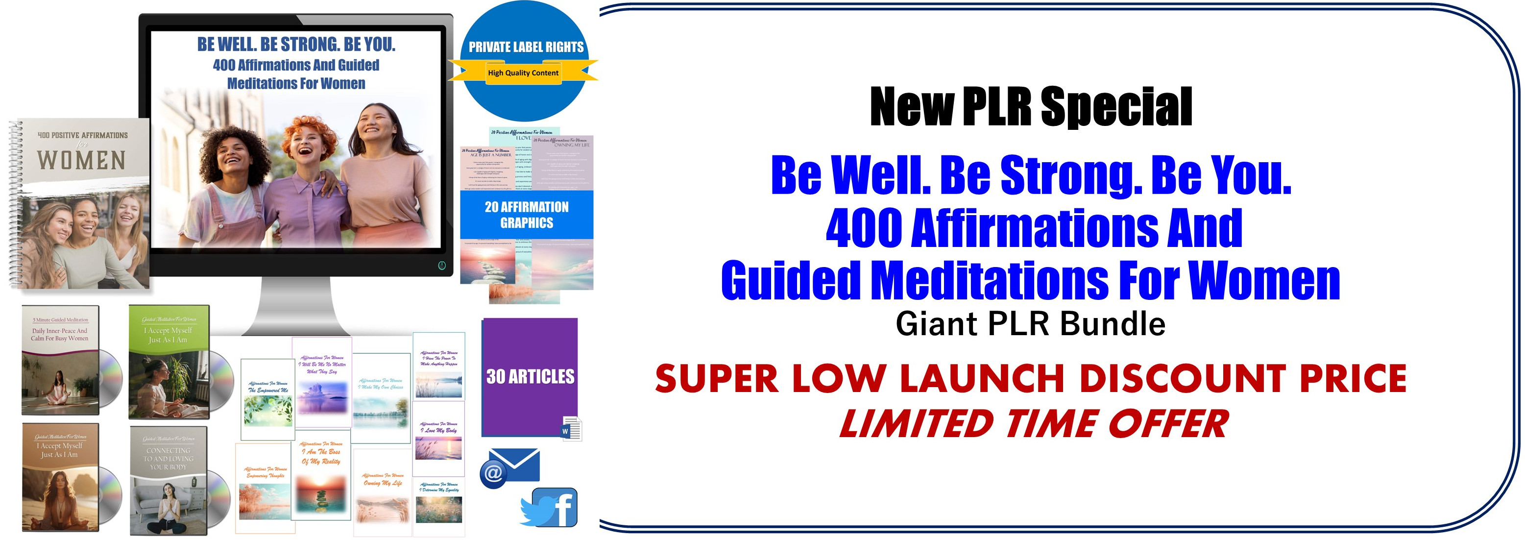 Weight Loss Success - 340 Positive Affirmations And Guided Meditations Giant PLR