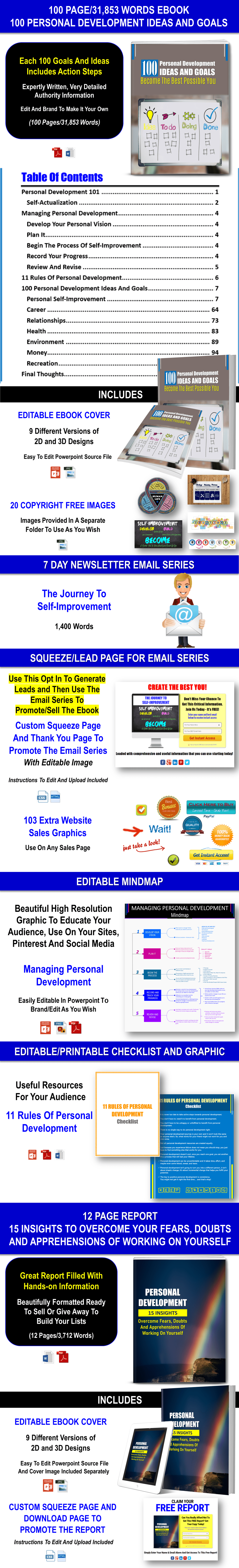 100 Personal Development Goals And Ideas Content Pack With PLR Rights