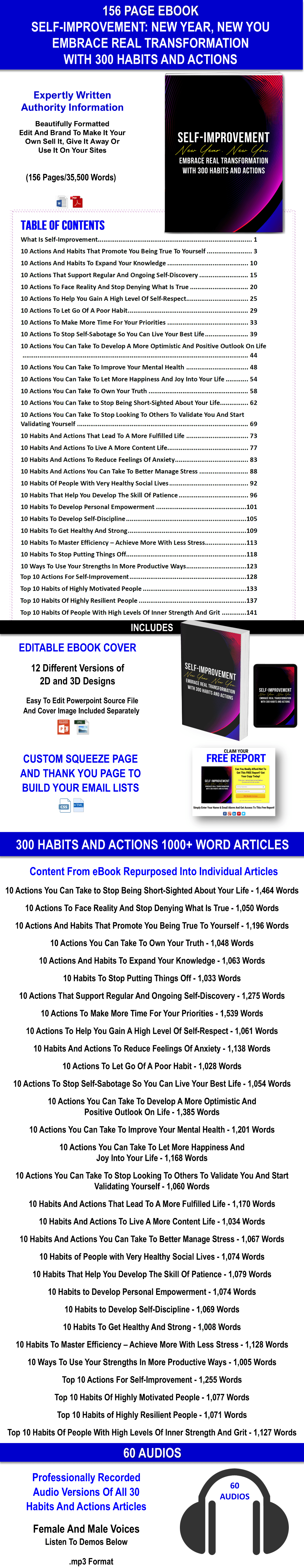 New Year, New You: Embrace Real Transformation With 300 Habits And Actions For Self-Improvement CONTENT PACK WITH PLR RIGHTS