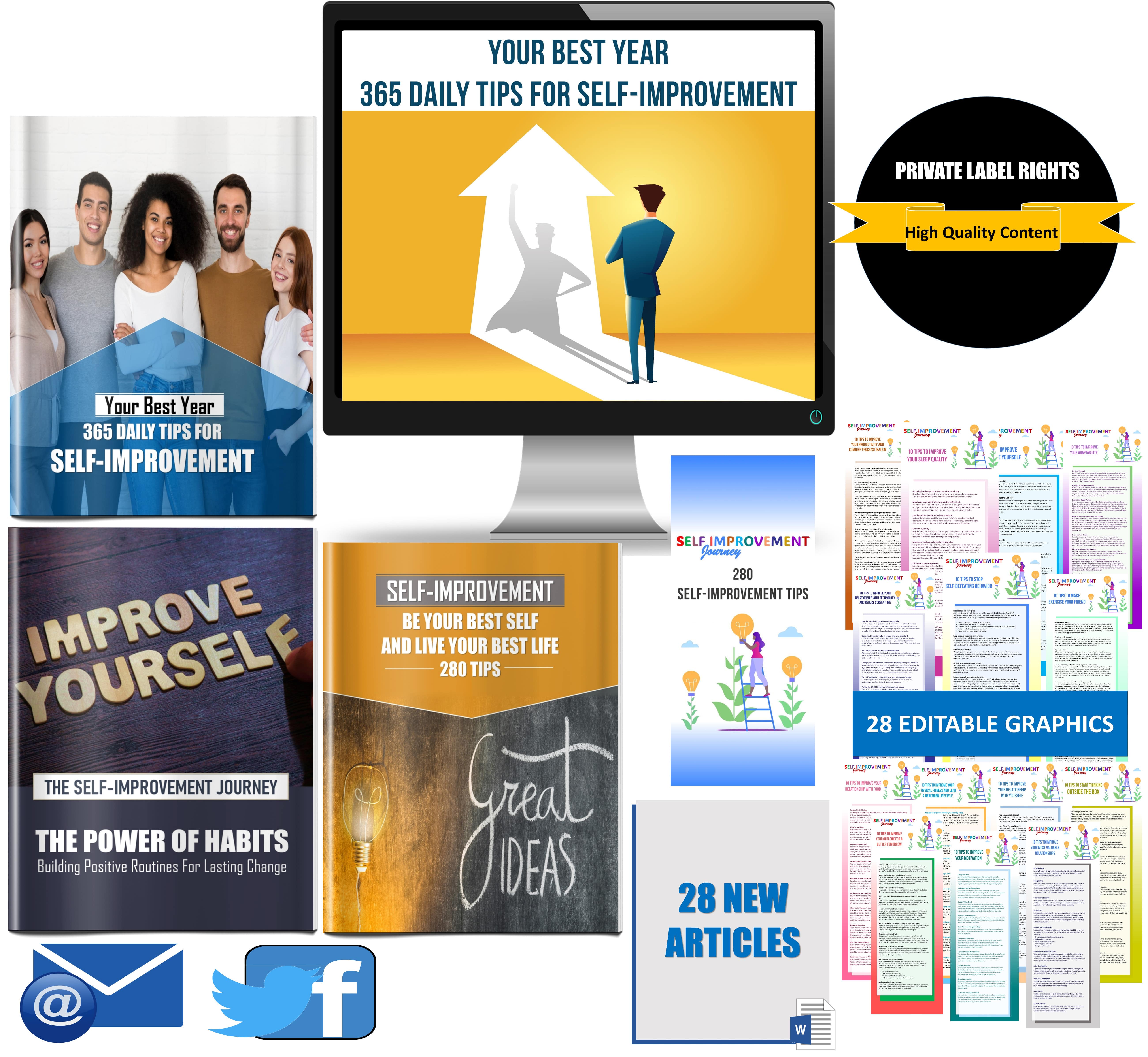 YOUR BEST YEAR - 365 + DAILY TIPS FOR SELF-IMPROVEMENT Content Pack with PLR Rights
