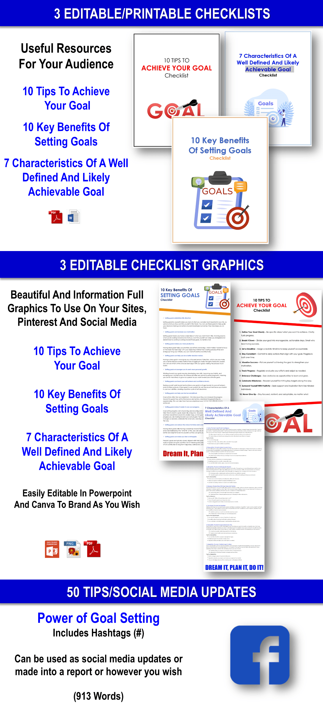 Dream It, Plan It, Do It! Setting Achievable Goals Toolkit Giant CONTENT PACK WITH PLR RIGHTS