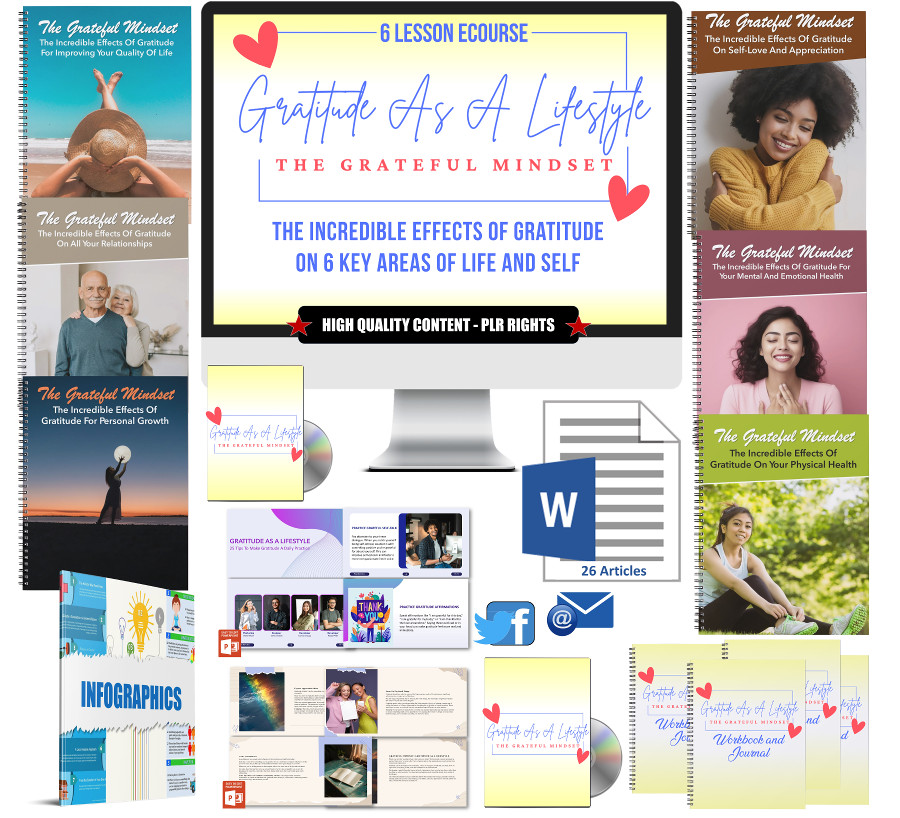 PLR Ecourse - Grateful Mindset PLR - Gratitude As A Lifestyle PLR