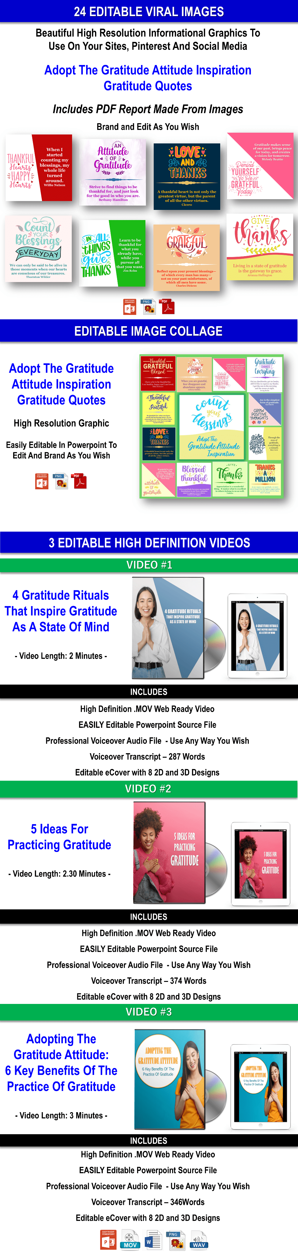 The Gratitude Attitude - 340 Affirmations And Guided Meditations Giant Content Pack PLR Rights