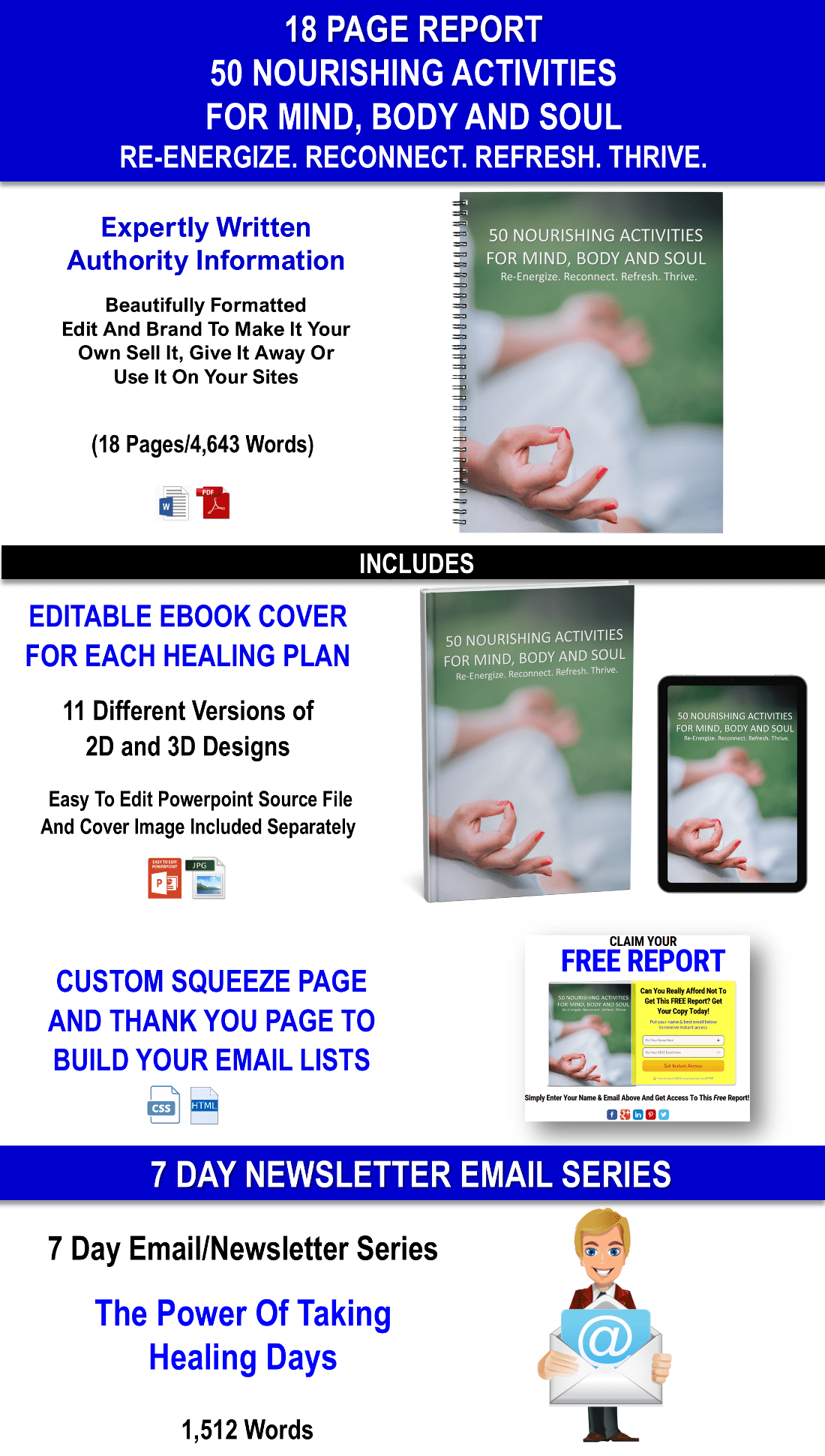 Renew. Restore. Recharge. Mental Health Days: 12 Healing Plans For Mind, Body And Spirit Content With PLR Rights