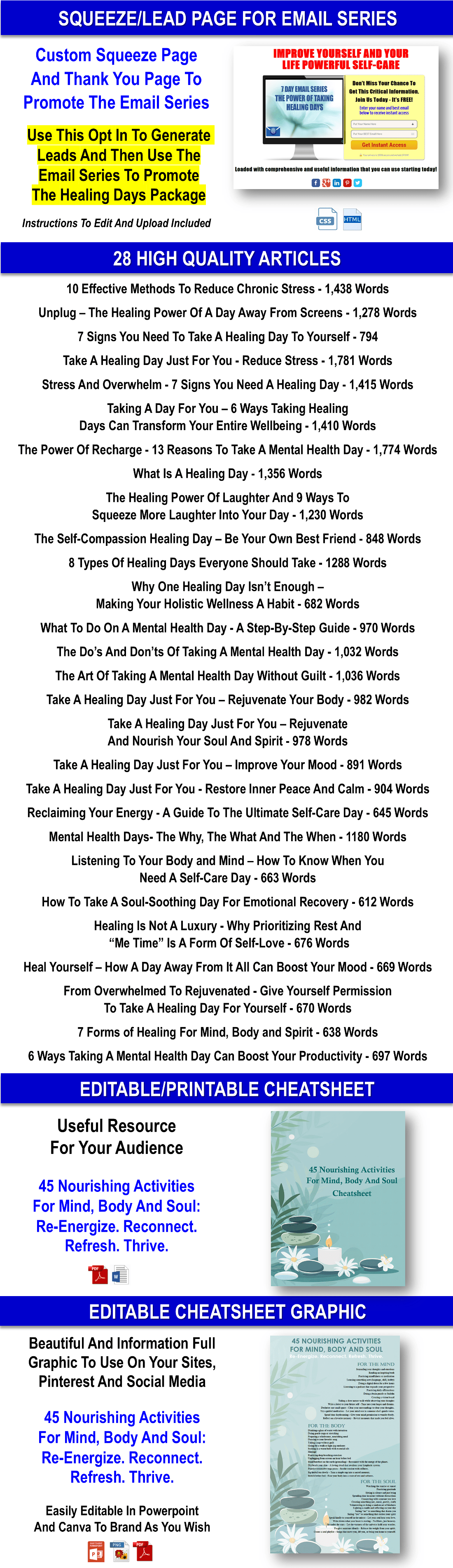 Renew. Restore. Recharge. Mental Health Days: 12 Healing Plans For Mind, Body And Spirit Content With PLR Rights