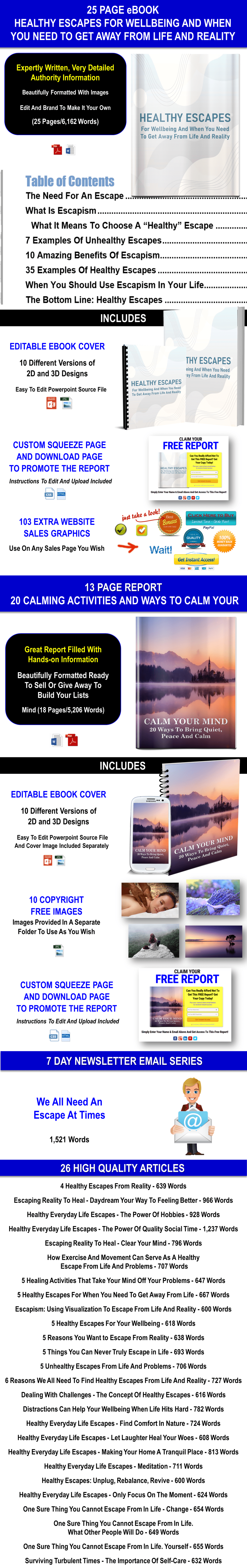 Escapism: Healthy Escapes For Wellbeing And When You Need To Get Away From Life Giant PLR