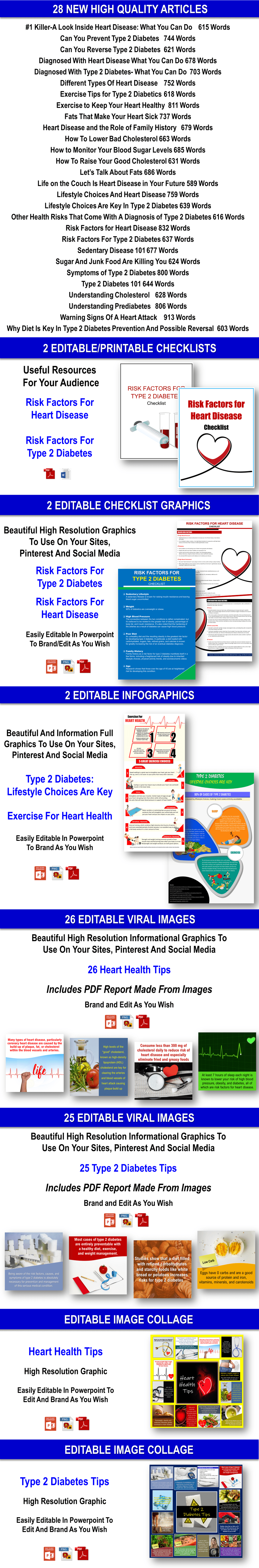 Heart Disease And Type 2 Diabetes Content Pack PLR Rights