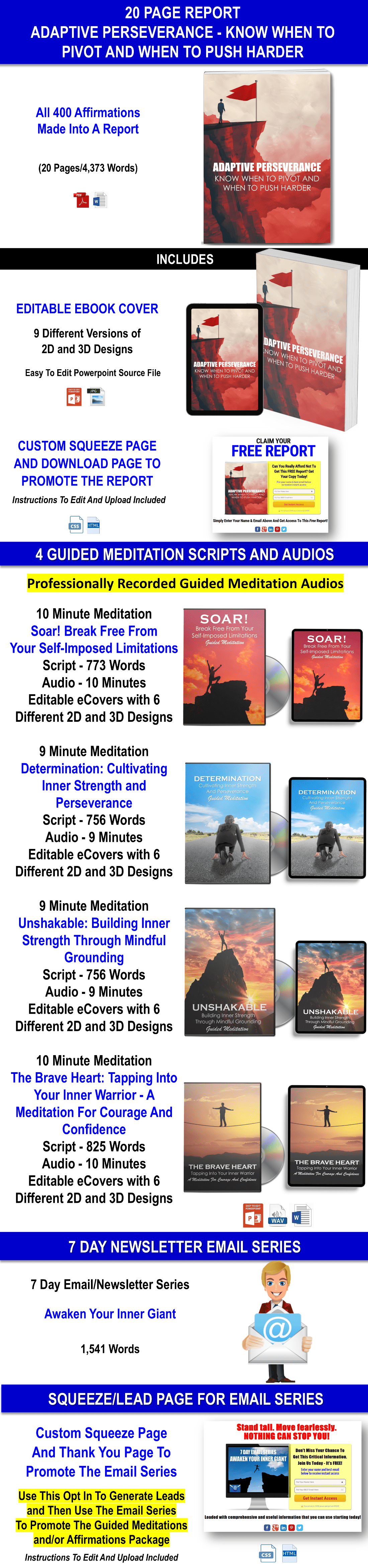 AWAKEN YOUR INNER GIANT: 400 AFFIRMATIONS AND 4 GUIDED MEDITATIONS CONTENT PACK WITH PLR RIGHTS