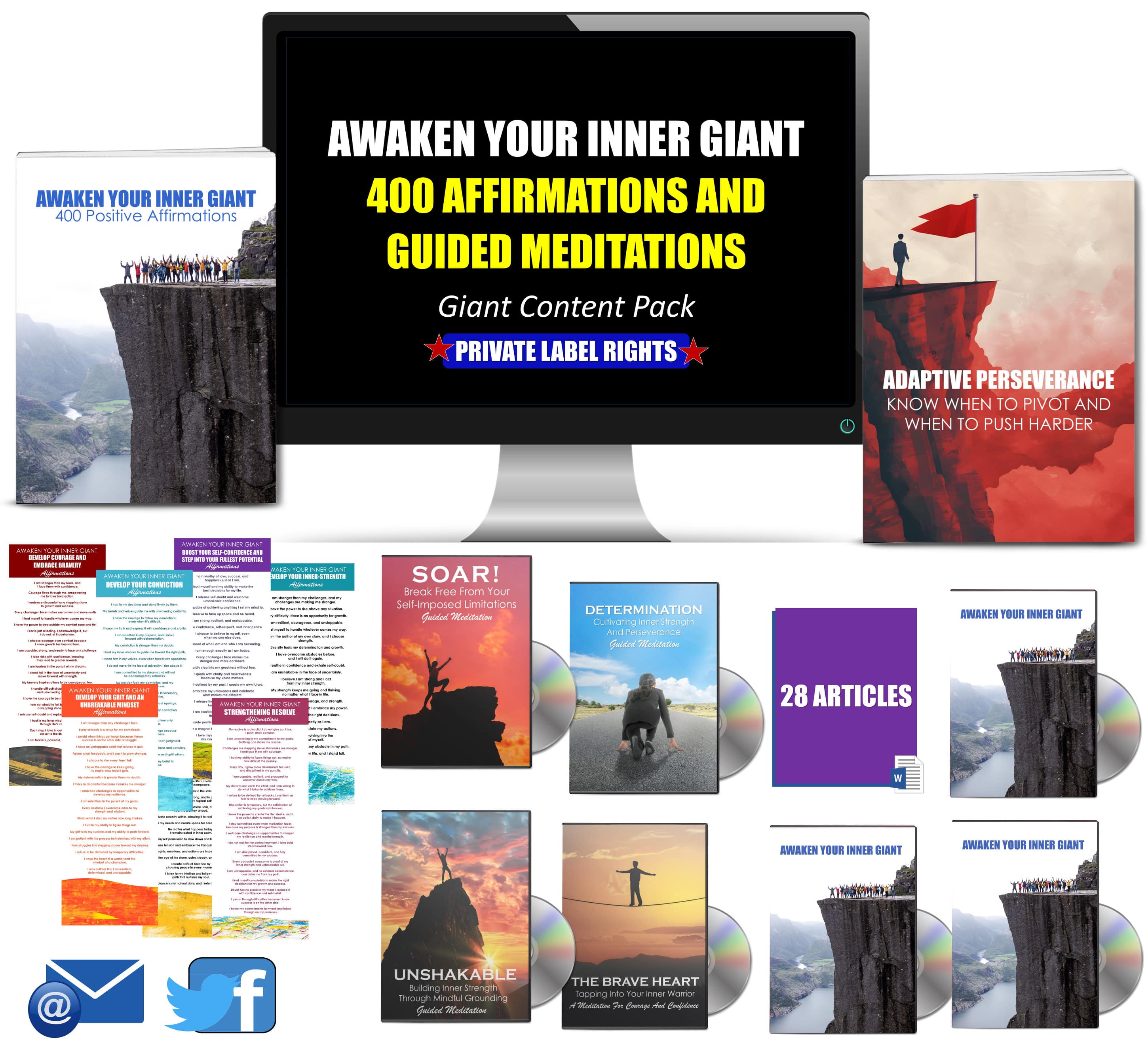 AWAKEN YOUR INNER GIANT: 400 AFFIRMATIONS AND 4 GUIDED MEDITATIONS CONTENT PACK WITH PLR RIGHTS