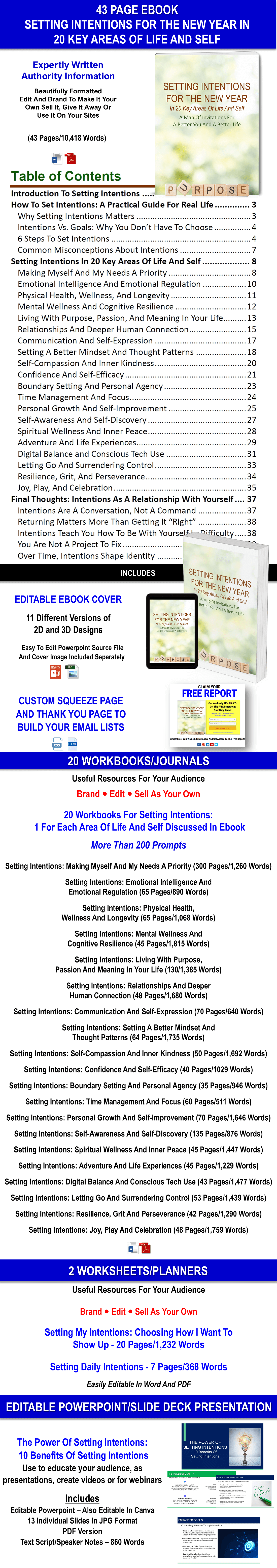 Setting Intentions For The New Year: 300 Intentions, 300 Affirmations + Guided Meditations CONTENT PACK WITH PLR RIGHTS