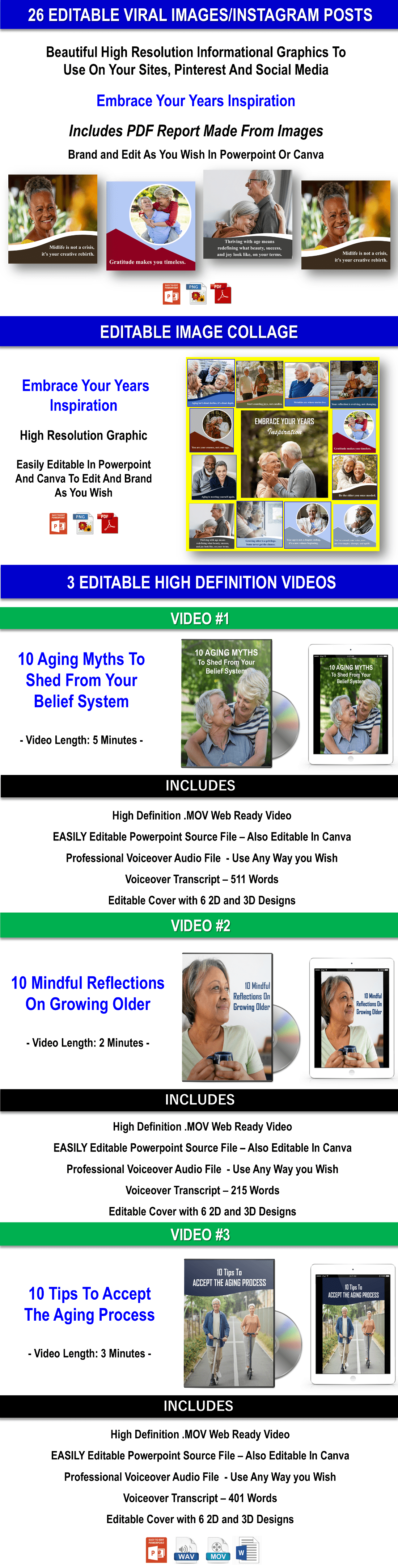 Embrace Your Years – Top 10 Lists: 200 Tips To Thrive In Aging Content Pack with PLR Rights