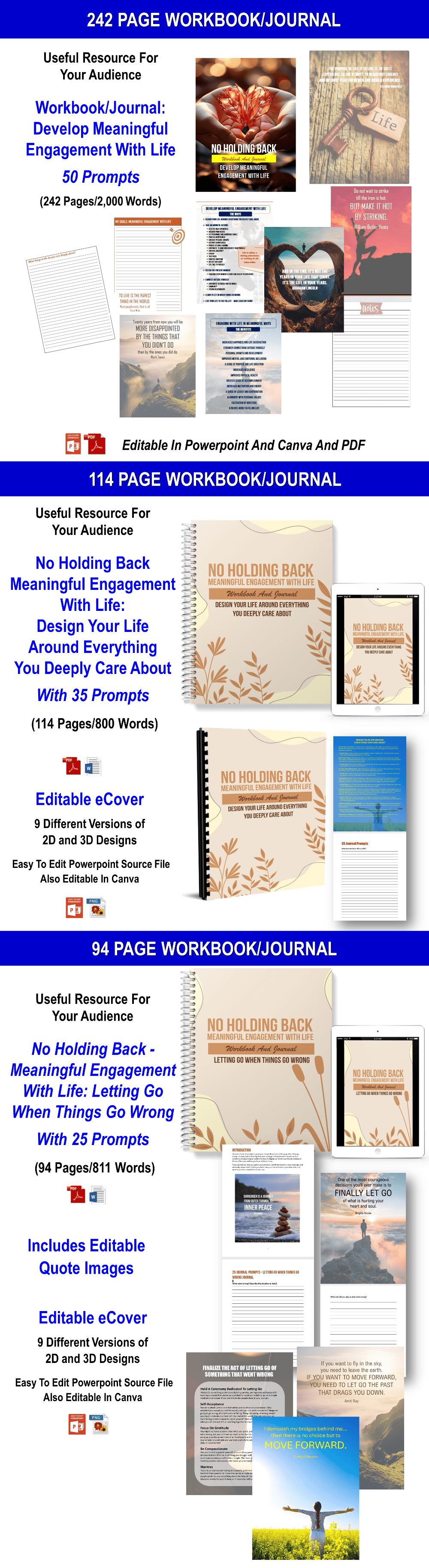 7 Lesson eCourse - No Holding Back: The Blueprint For Meaningful Engagement With Life Content Pack with PLR Rights