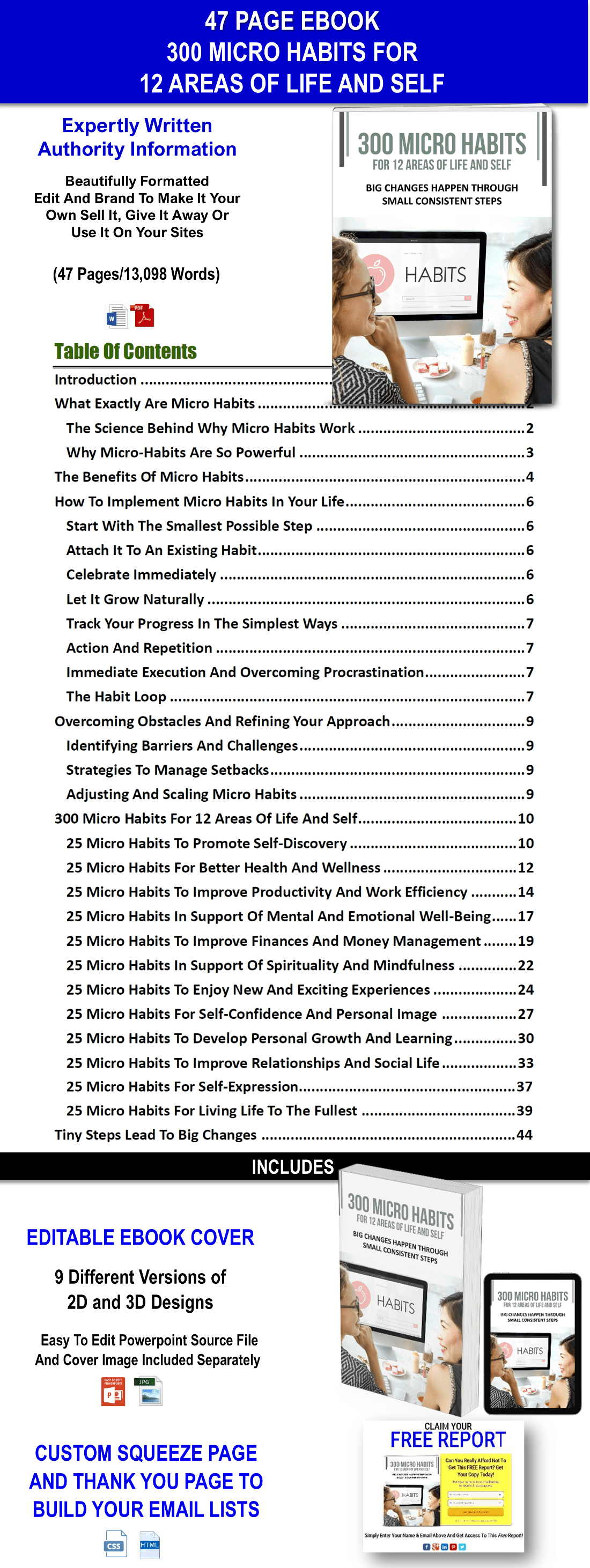 Habit Stacking + 300 Micro Habits CONTENT PACK WITH PLR RIGHTS