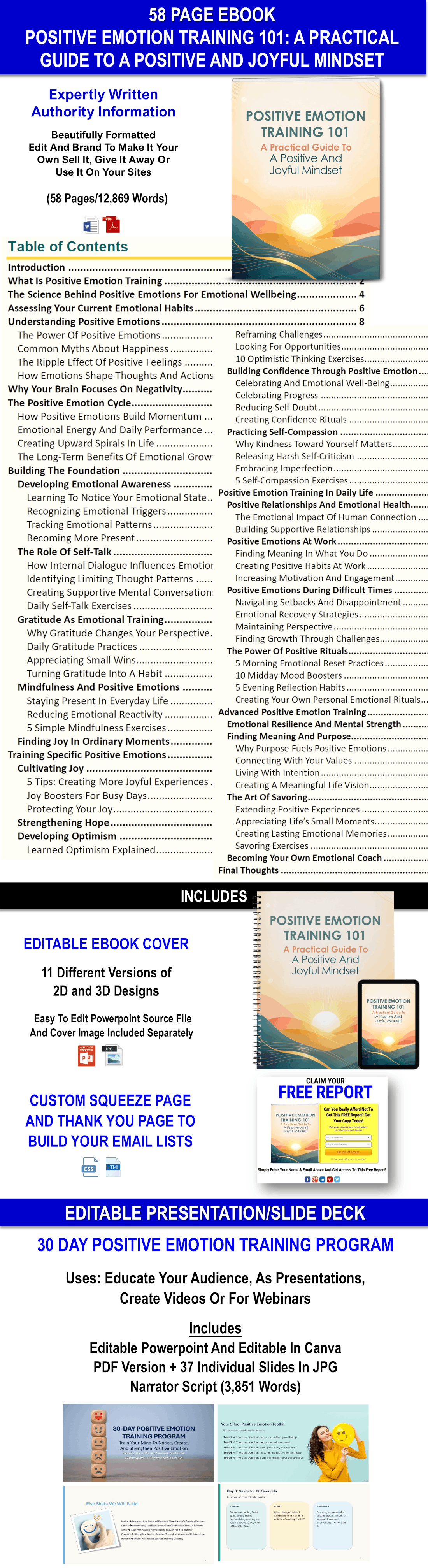 Positive Emotion Training 101: A Practical Guide To A Positive And Joyful Mindset CONTENT PACK WITH PLR RIGHTS