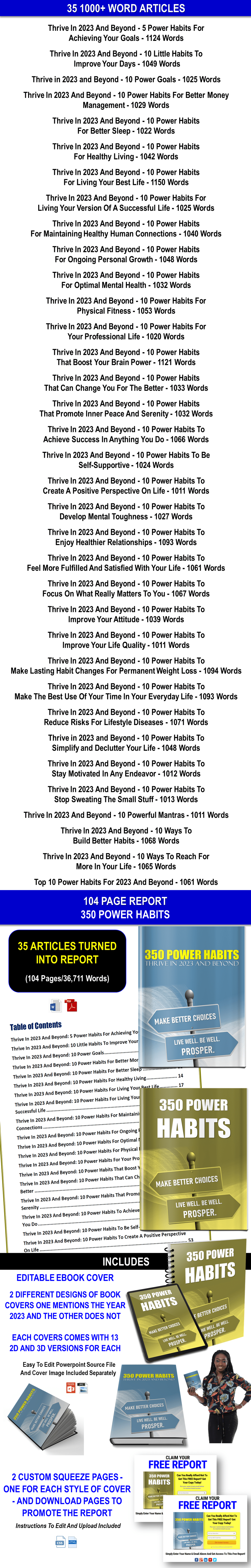350 POWER HABITS Thrive In 2023 And Beyond Giant Content Pack PLR Rights