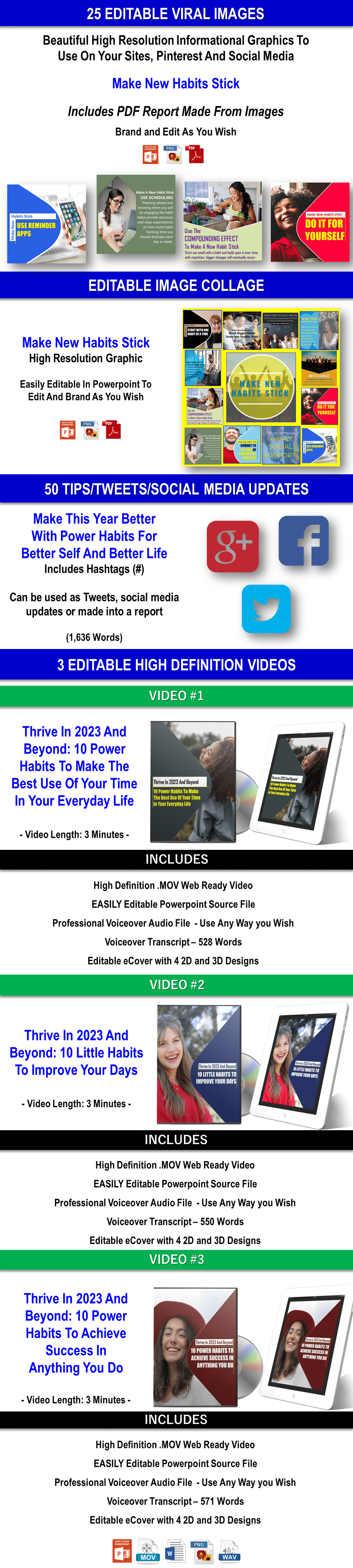 350 POWER HABITS Thrive In 2023 And Beyond Giant Content Pack PLR Rights