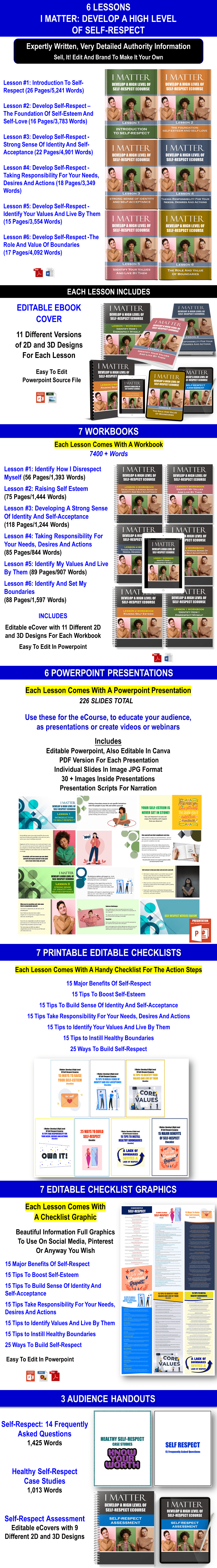 6 Part eCourse: I Matter: Develop A High Level Of Self-Respect Giant Content Pack with PLR Rights
