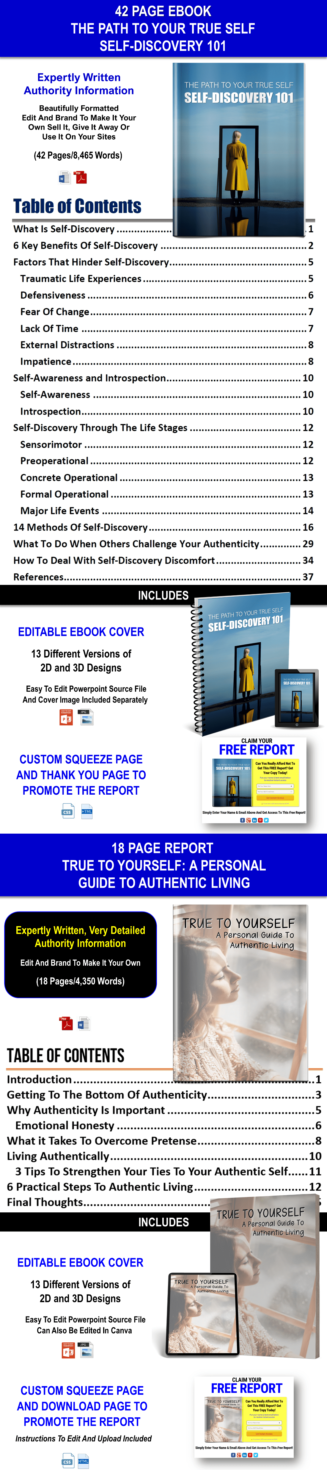 The Power Of Self-Discovery + 14 Self-Reflection Journals/ Workbooks And Exercises Content With PLR Rights