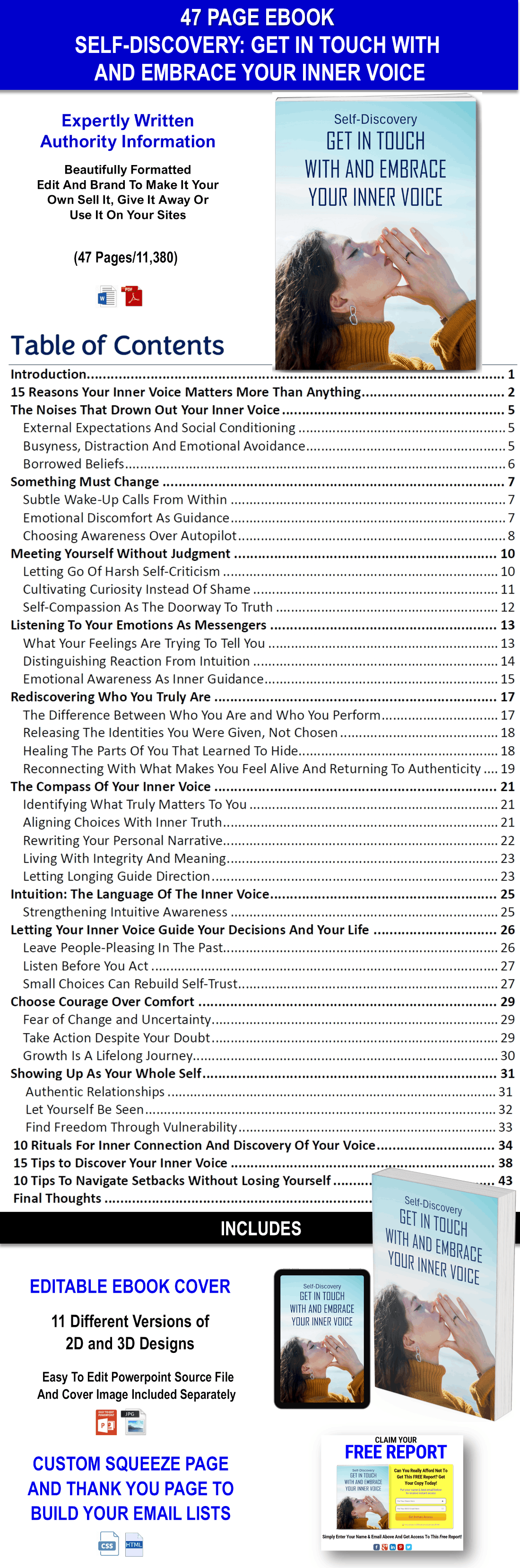 Self-Discovery - Get In Touch With And Embrace Your Inner Voice CONTENT PACK WITH PLR RIGHTS