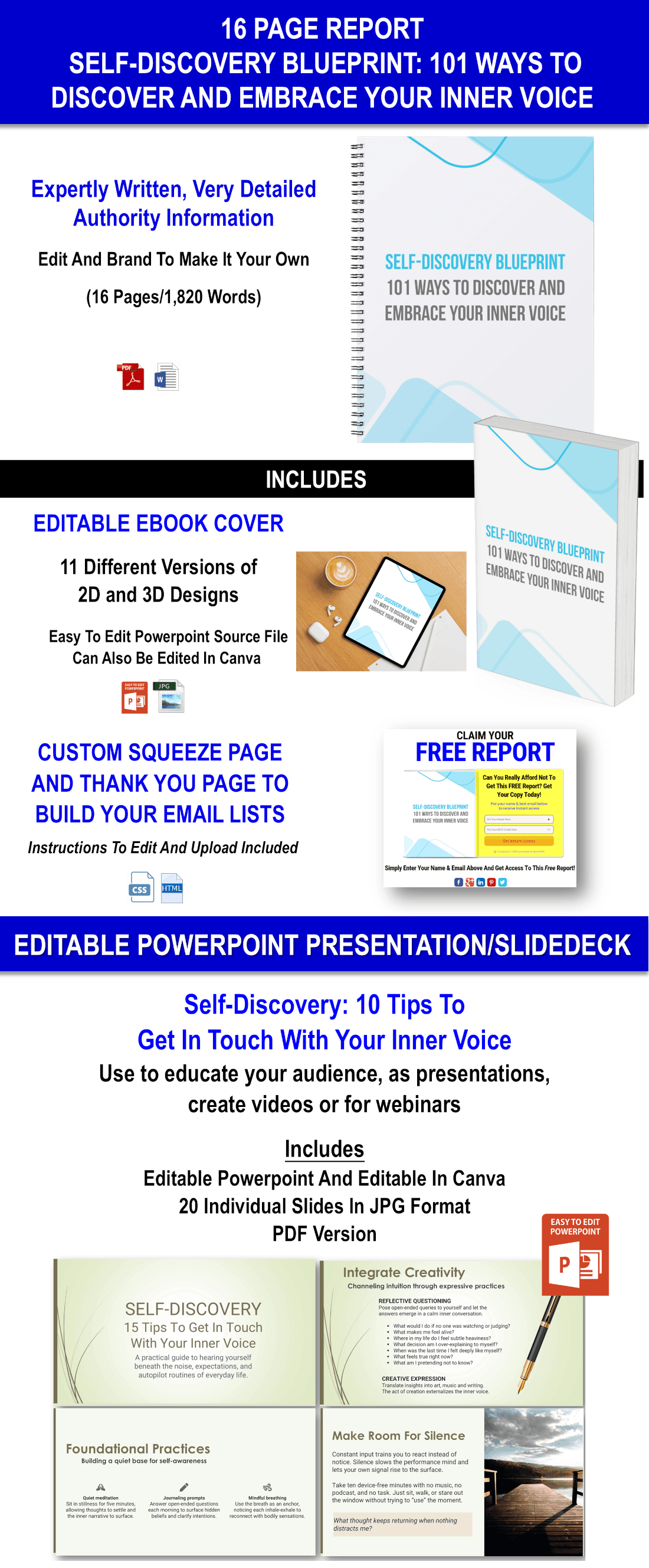 Self-Discovery - Get In Touch With And Embrace Your Inner Voice CONTENT PACK WITH PLR RIGHTS
