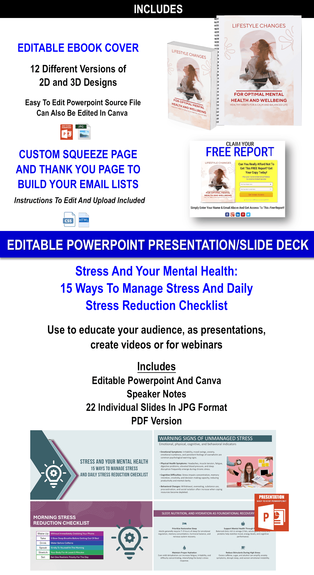 Stress And Your Mental Health – 201 Stress Management Strategies CONTENT PACK WITH PLR RIGHTS