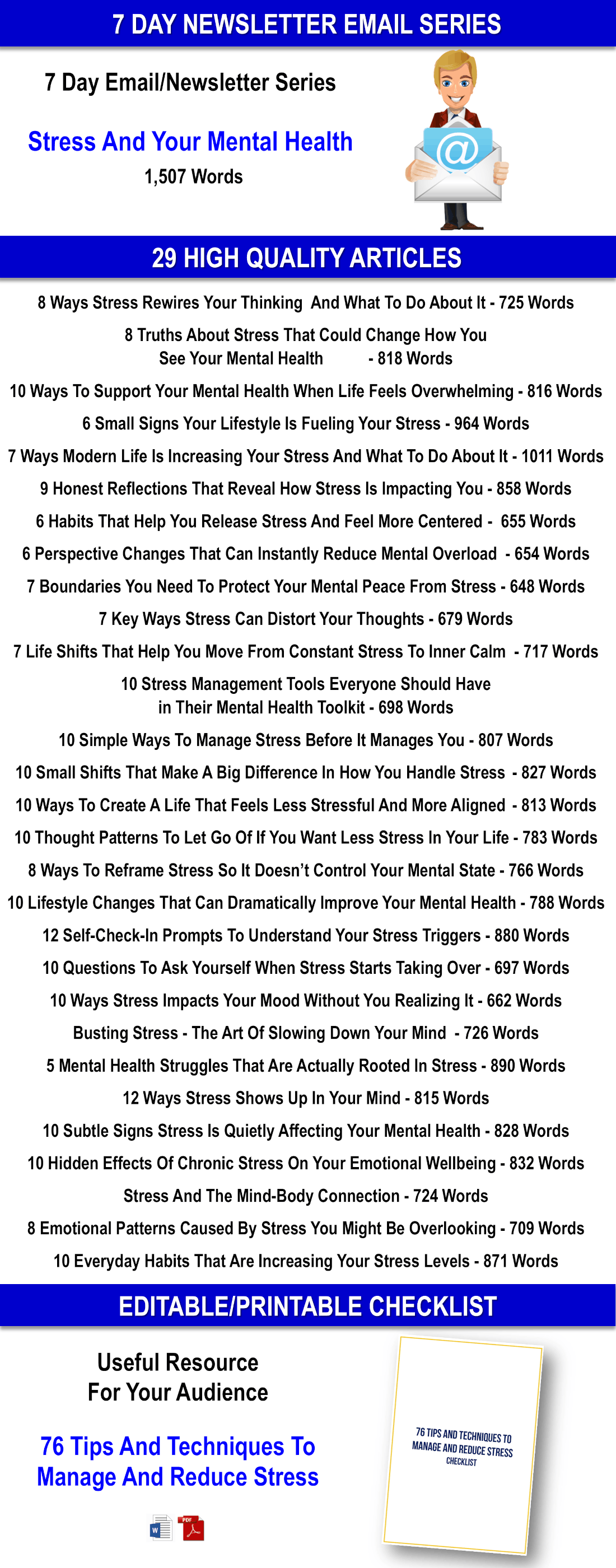 Stress And Your Mental Health – 201 Stress Management Strategies CONTENT PACK WITH PLR RIGHTS