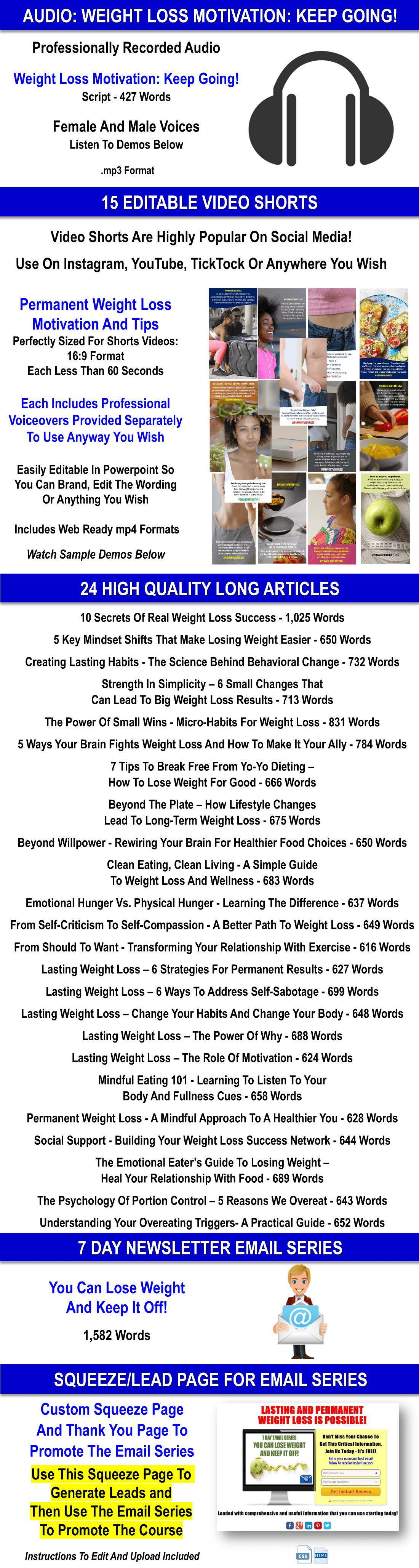 12 Lesson Course: Your Journey To Permanent Weight Loss Content Pack WITH PLR RIGHTS