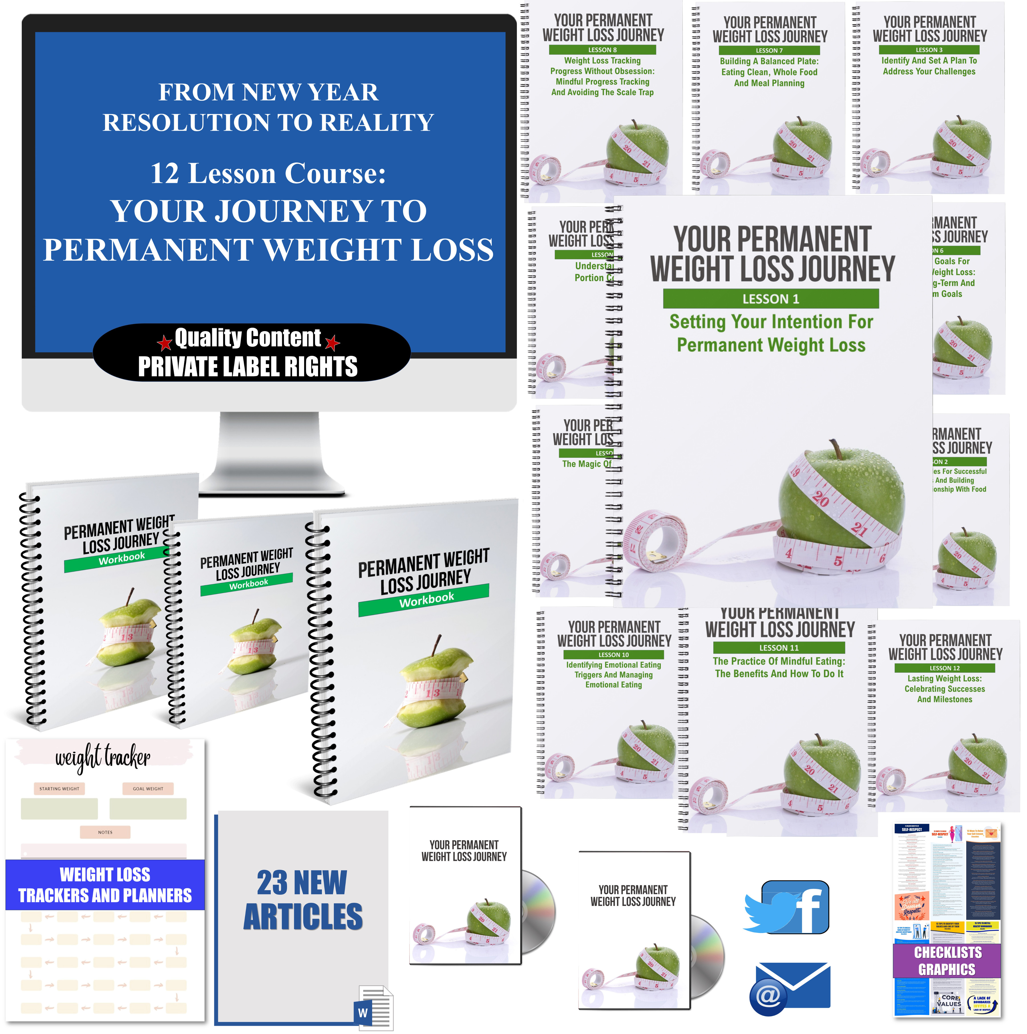 12 Lesson Course: Your Journey To Permanent Weight Loss Content Pack WITH PLR RIGHTS