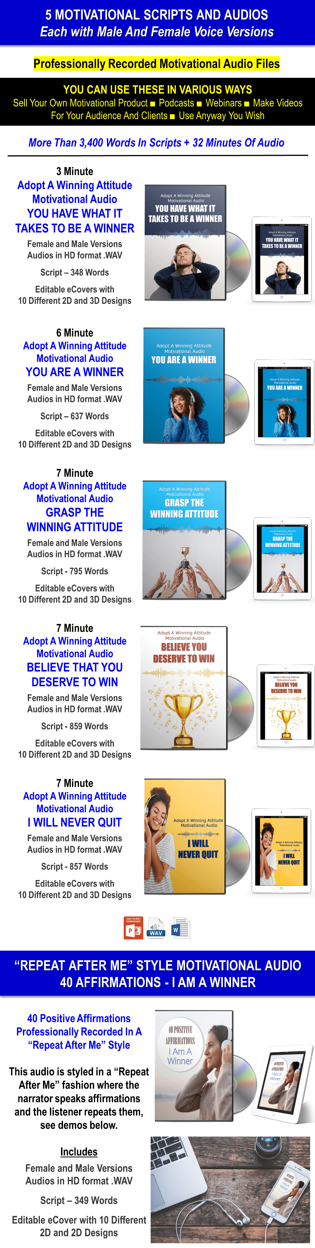 Adopt A Winning Attitude And Mindset Giant Motivational Content Pack PLR Rights