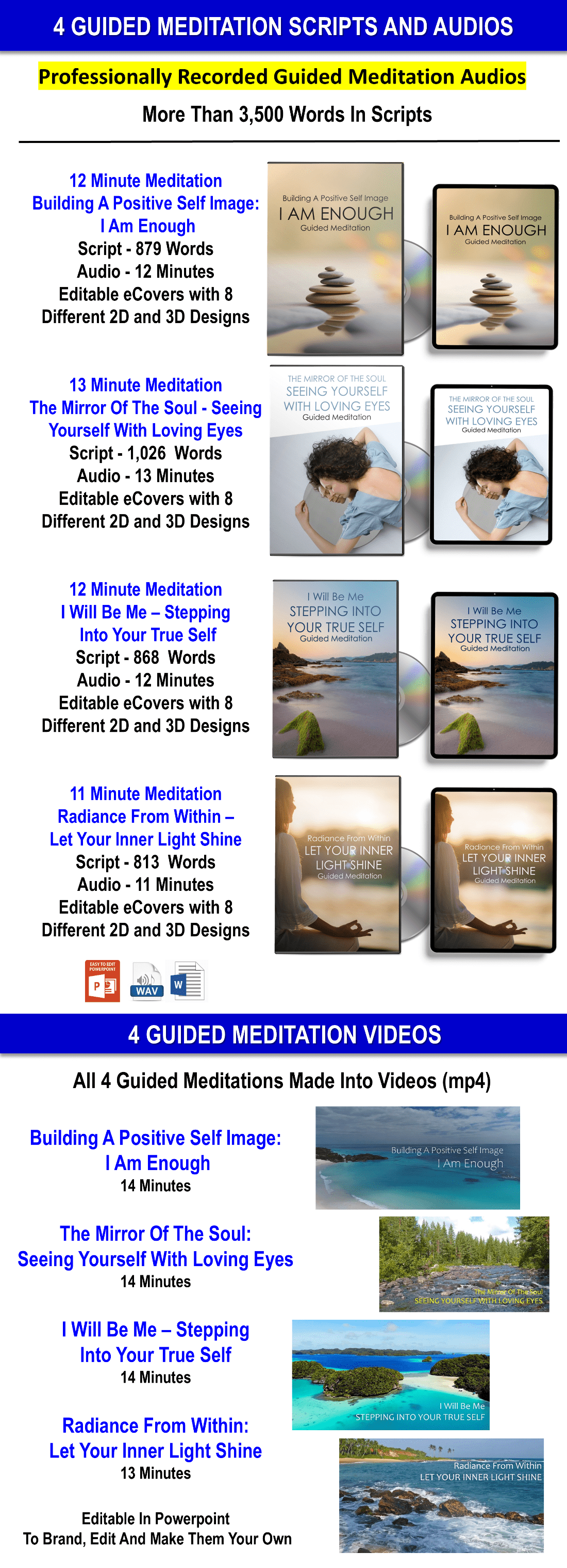 400 Affirmations + Guided Meditations: You Are Enough - Own Your Light Content With PLR Rights