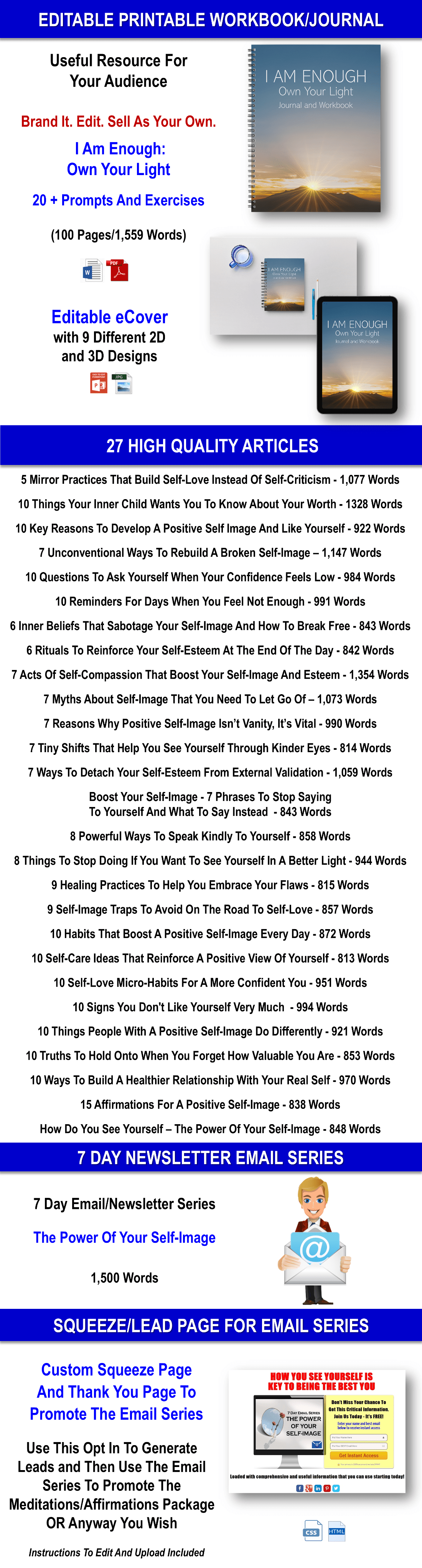 400 Affirmations + Guided Meditations: You Are Enough - Own Your Light Content With PLR Rights