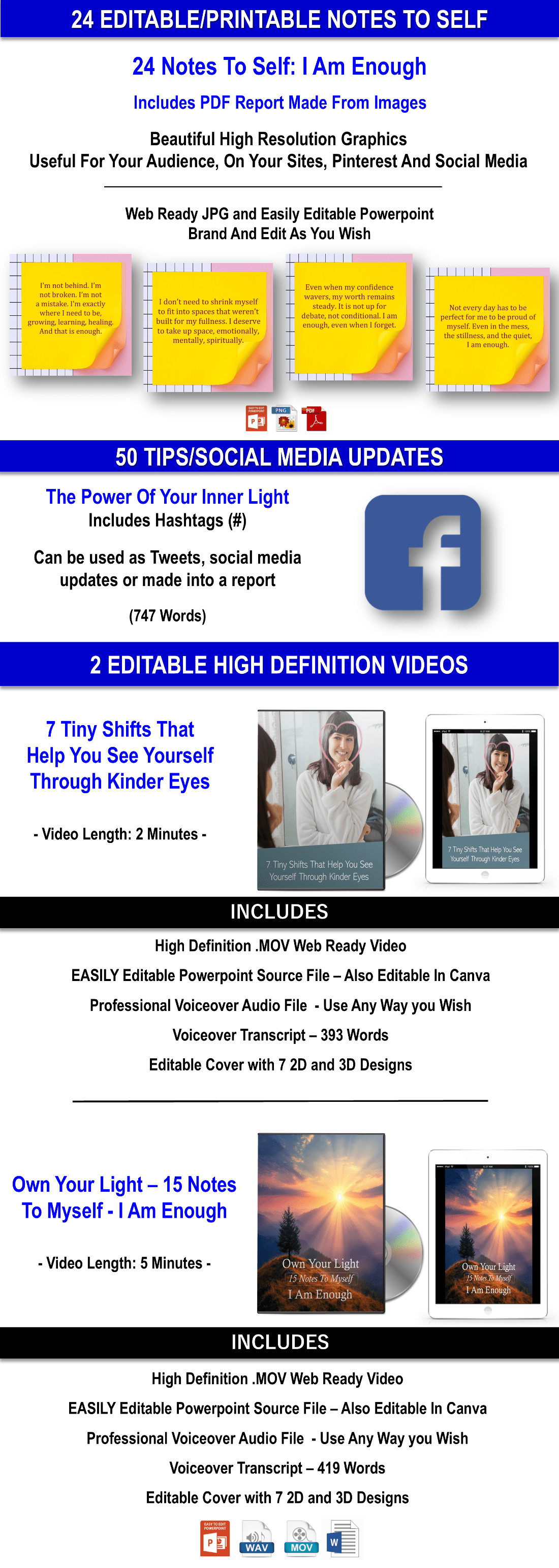 400 Affirmations + Guided Meditations: You Are Enough - Own Your Light Content With PLR Rights