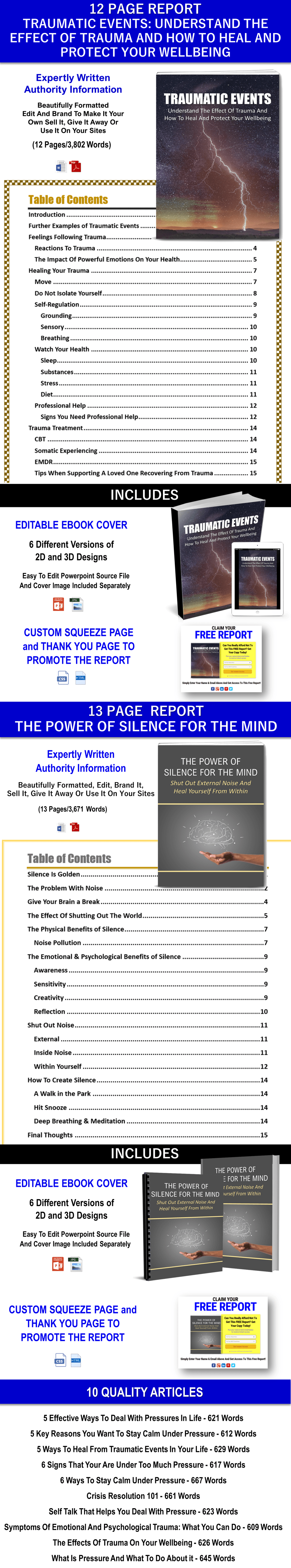 trauma and silence for mind PLR Private Label Rights