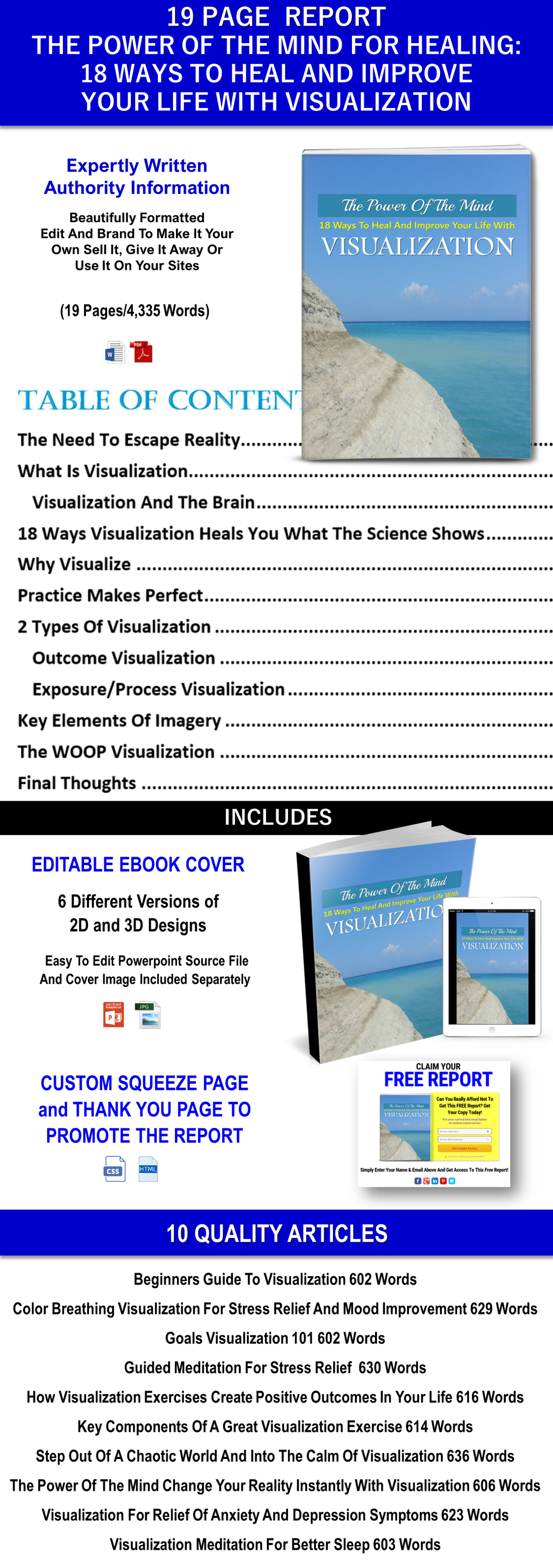 18 Ways To Heal And Improve Your Life With Visualization Report And 10 Articles PLR